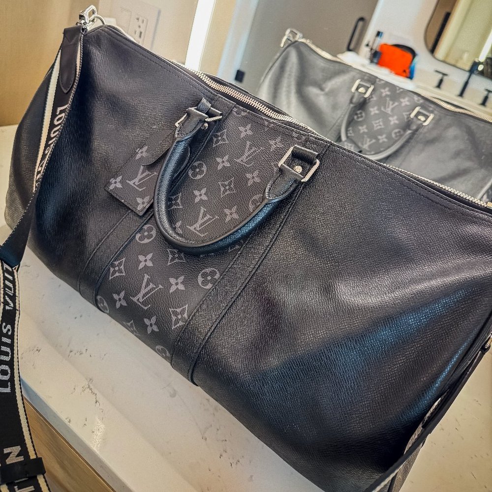 Louis Vuitton Keepall 50 Black with Custom Strap